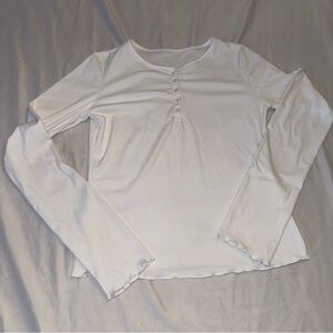 Dazy White Ribbed Henley Top
